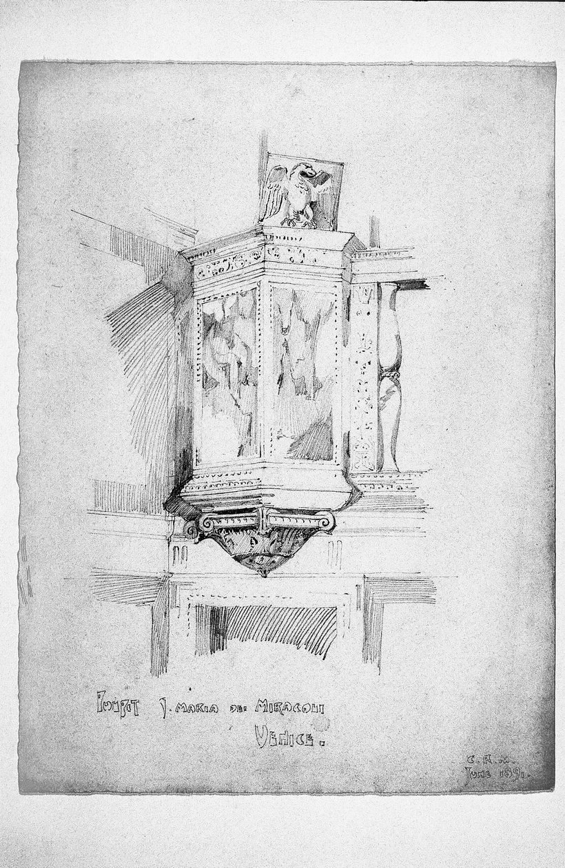 Saarnastuoli, S. Maria dei Miracoli, Venetsia, 1891. tekijältä Charles Rennie Mackintosh