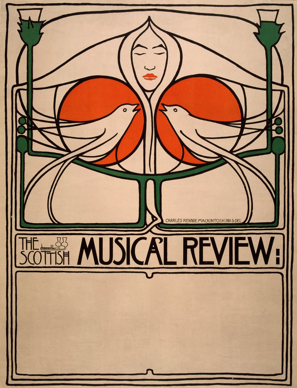 Scottish Musical Review (planografinen painatus, litografia, paperi) tekijältä Charles Rennie Mackintosh