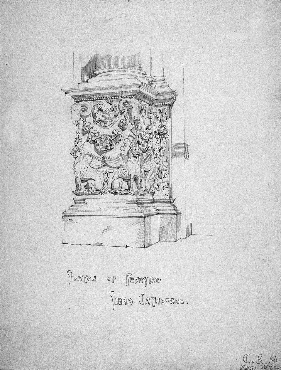 Jalustan luonnos, Sienan katedraali, 1891 tekijältä Charles Rennie Mackintosh