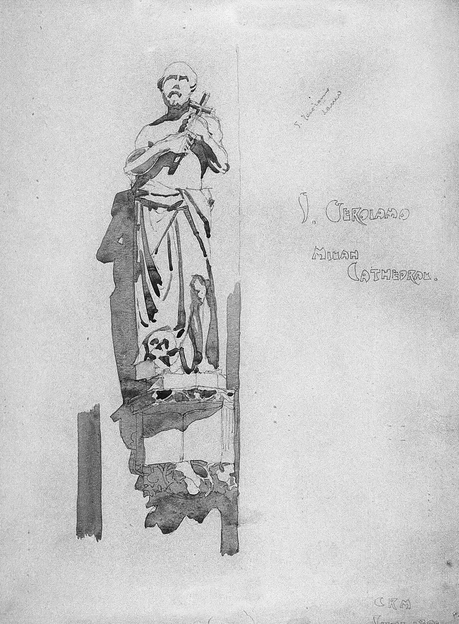 St. Gerome, 1891 (lyijykynä ja akvarelli paperille). tekijältä Charles Rennie Mackintosh