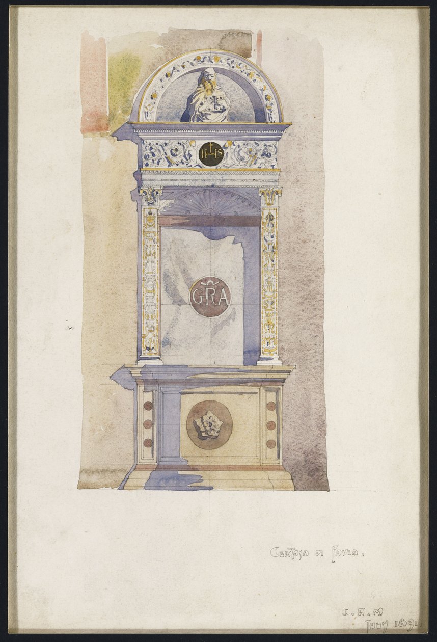 Tutkimus jesuiittaalttarista, Certosa di Pavia, 1891 tekijältä Charles Rennie Mackintosh