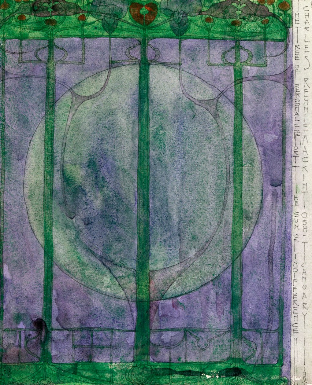 The Tree of Personal Effort, Charles Rennie Mackintosh (1868-1928), kynä ja akvarelli paperille, 32x25 cm tekijältä Charles Rennie Mackintosh