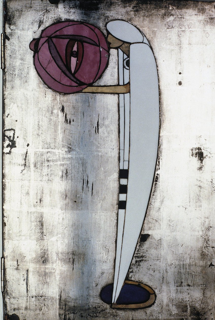 Rowatille suunniteltu valkoinen kaappi, 1902 (puu, lasimaalaus, emali) tekijältä Charles Rennie Mackintosh