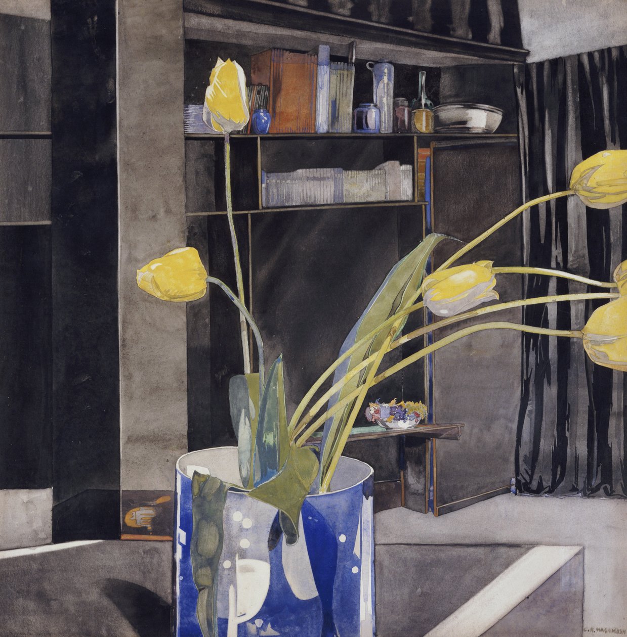 Keltaiset tulppaanit, n. 1922-23 tekijältä Charles Rennie Mackintosh