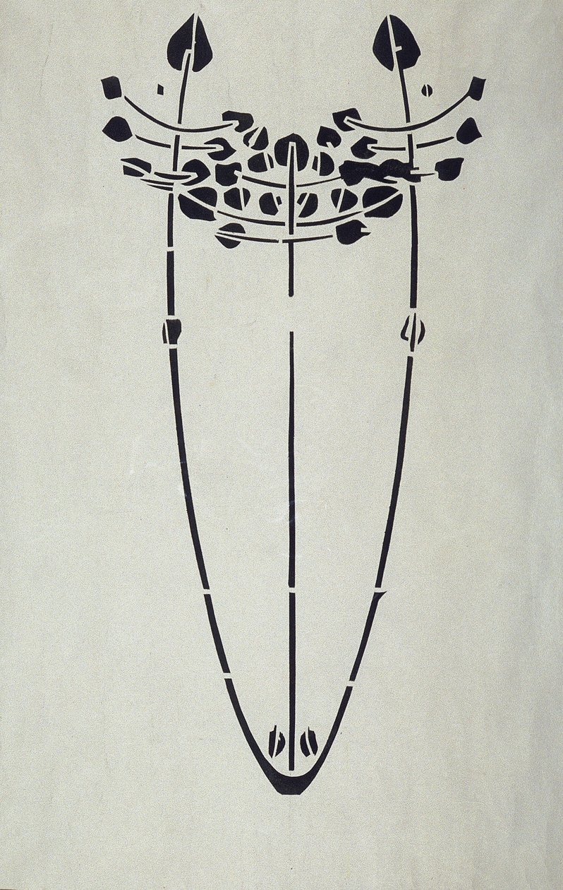 Moderni jäljennös alkuperäisestä Mackintosh Stencil for Wall Decoration, Tree motif, 1902 (julisteväri patruunapaperille) tekijältä Charles Rennie Mackintosh