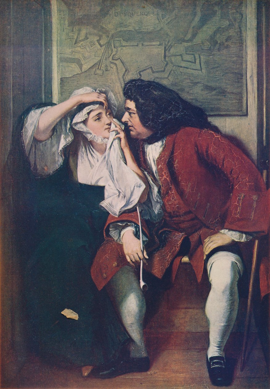 Kohtaus Tristram Shandy Setä Toby ja leski Wadman, 182930, c1915 tekijältä Charles Robert Leslie
