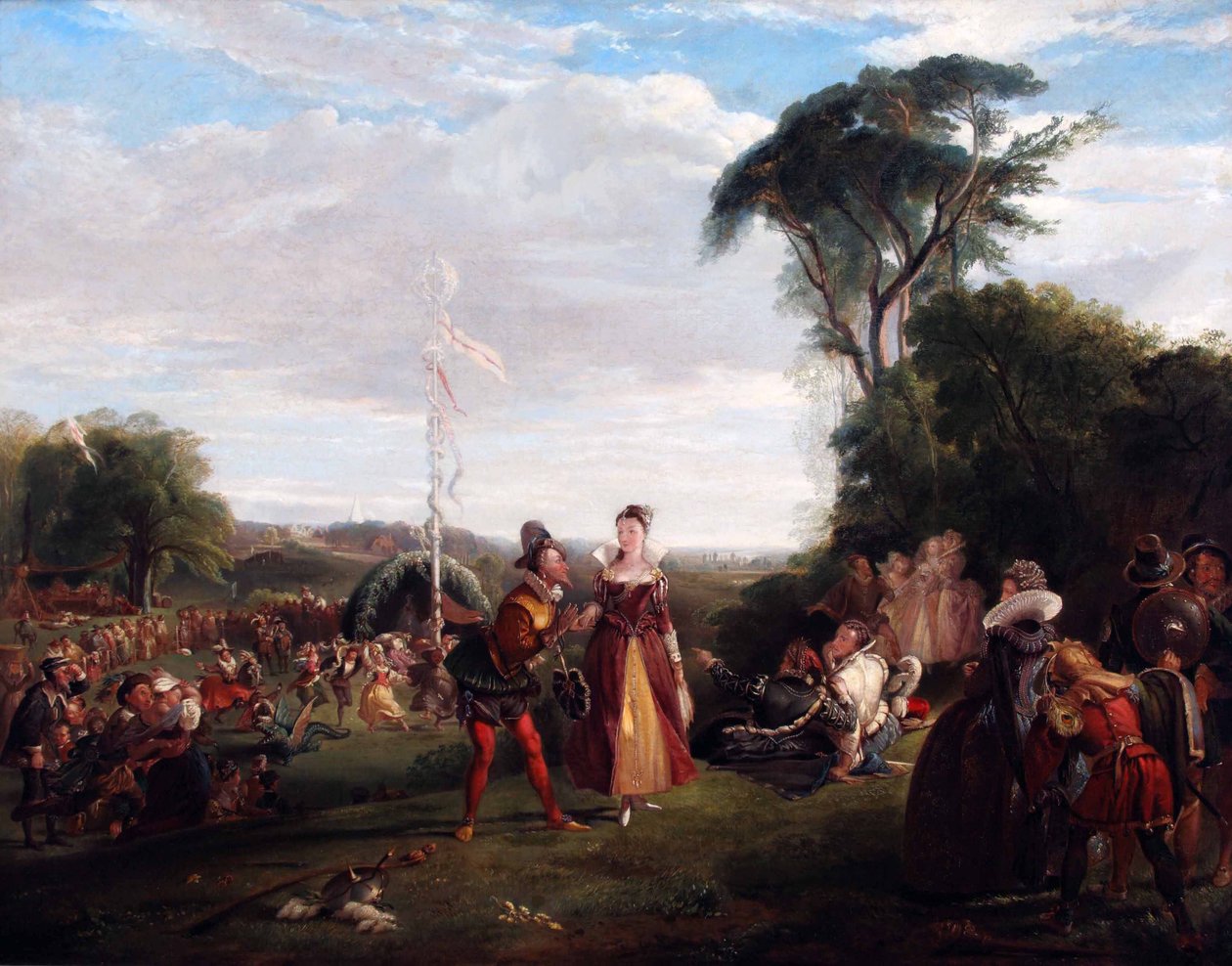 Toukokuun päivä kuningatar Elisabetin aikana 1821 (Öljy kankaalle) tekijältä Charles Robert Leslie