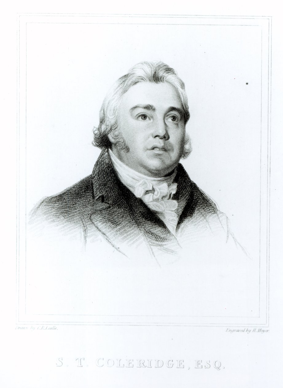 Muotokuva Samuel Taylor Coleridgesta (1772-1834), kaivertaja Henry Meyer (1782-1847). tekijältä Charles Robert Leslie