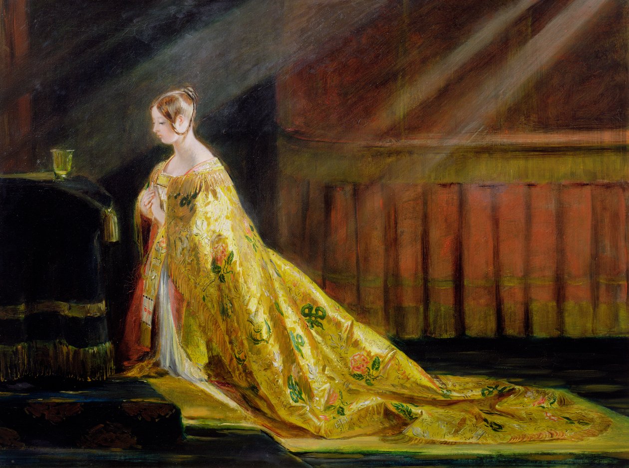 "Kuningatar Victoria kruunausvaatteessa", 1838 tekijältä Charles Robert Leslie