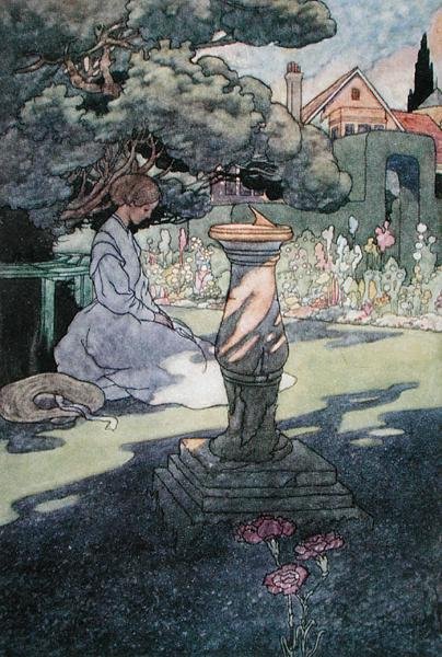 Viimeiset auringonsäteet, julkaistu 1912 (väri litho) tekijältä Charles Robinson