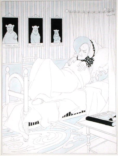 "Joten hän peitti itsensä", kuvitus "Kolme karhusta" Walter Jerrodin toimittamassa "The Big Book of Fairy Tales" -kirjassa, julkaistu 1911 (kynä ja muste akvarelleilla paperilla) tekijältä Charles Robinson