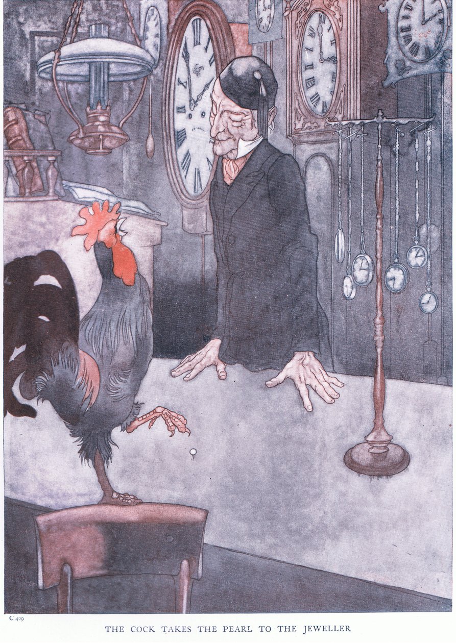 Kukko vie helmen jalokivikauppiaalle, 1930-luku tekijältä Charles Robinson