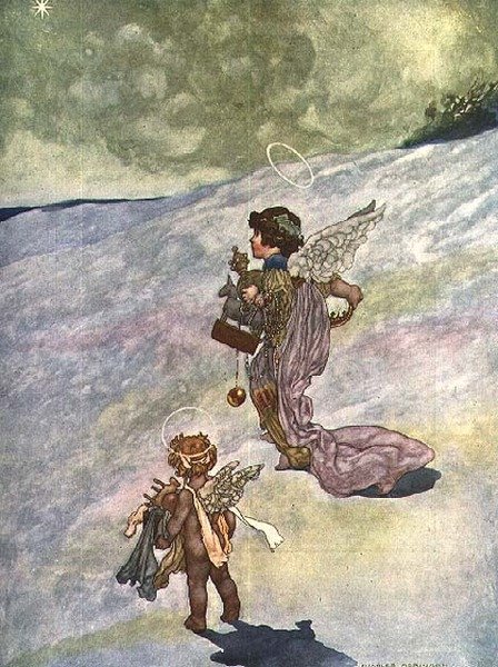 Talvi, vuoden 1920 Pears Annualille tilatuista vuodenajoista tekijältä Charles Robinson