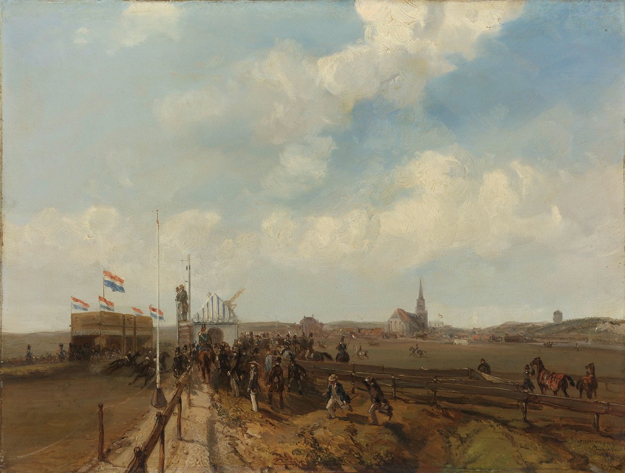 Kilparata Scheveningenissä, avattiin 3. elokuuta 1846 tekijältä Charles Rochussen (signed by artist)