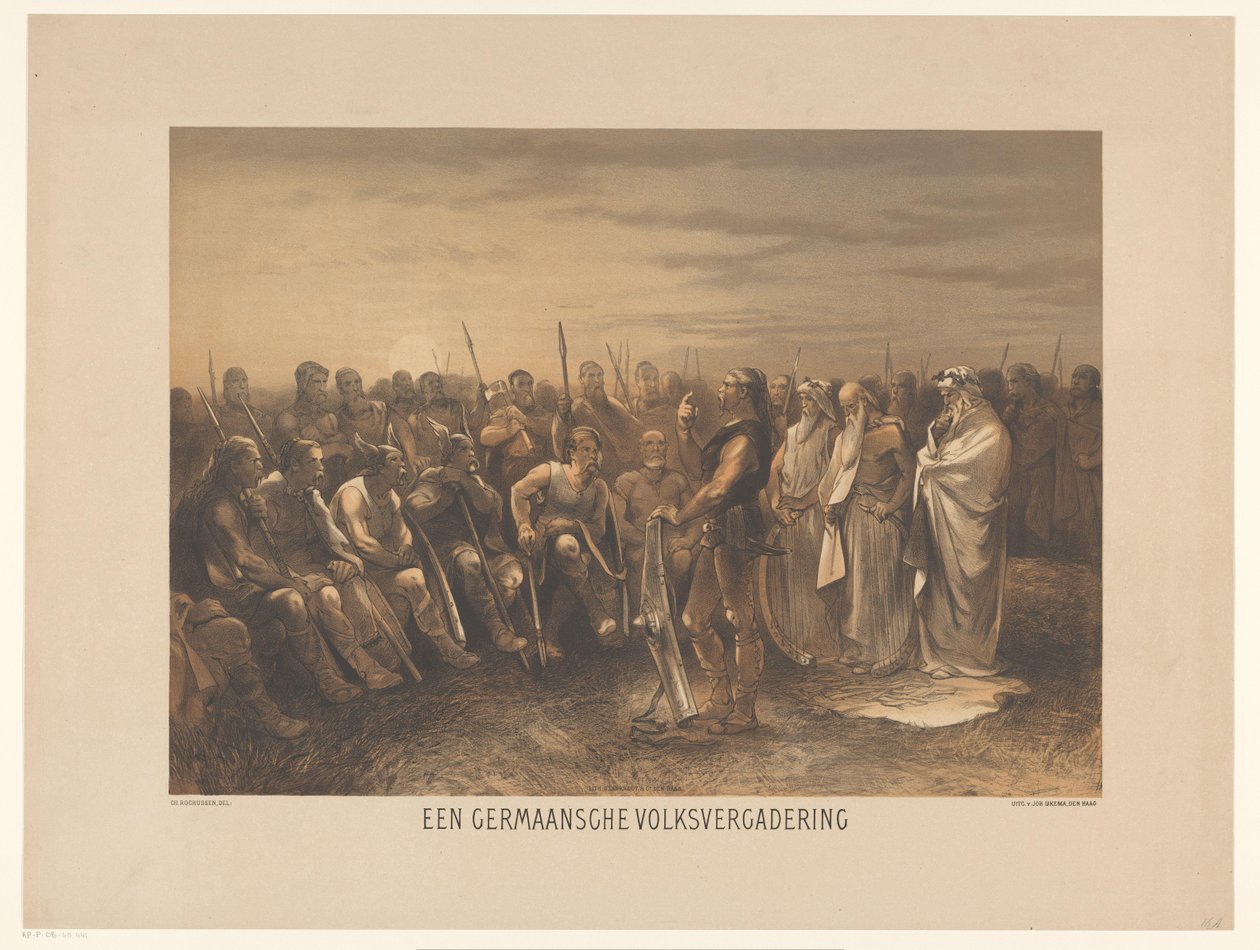 germaaninen liitto Germaaninen kansankokous (otsikko esineessä) Kahdenkymmenenneljän kansallisen historialevyn sarja koululle ja kodille (sarjan nimi) tekijältä Charles Rochussen