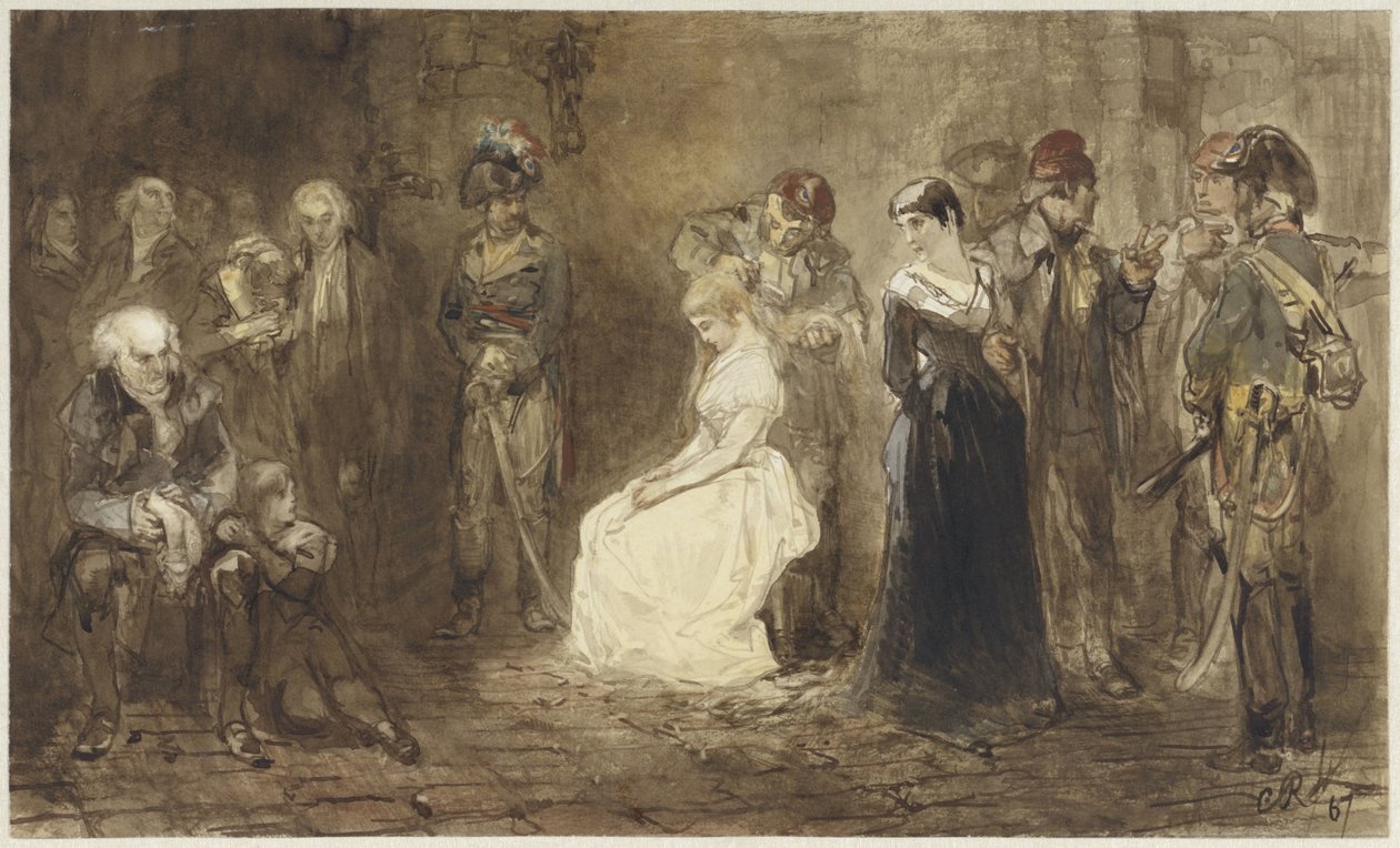 Ranskan prinsessa Elisabeth vankilassa 10. toukokuuta 1794 tekijältä Charles Rochussen