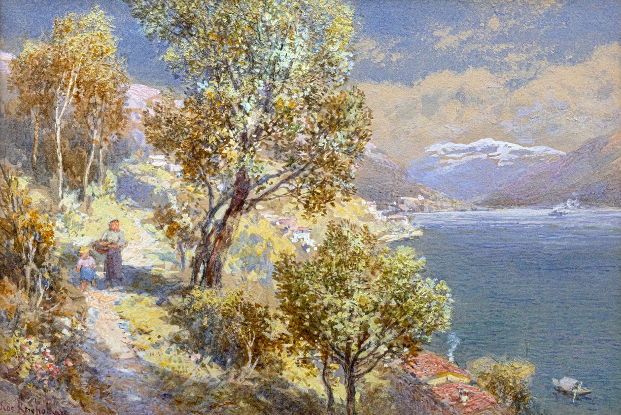 Luganon järvi (akvarelli) tekijältä Charles Rowbotham