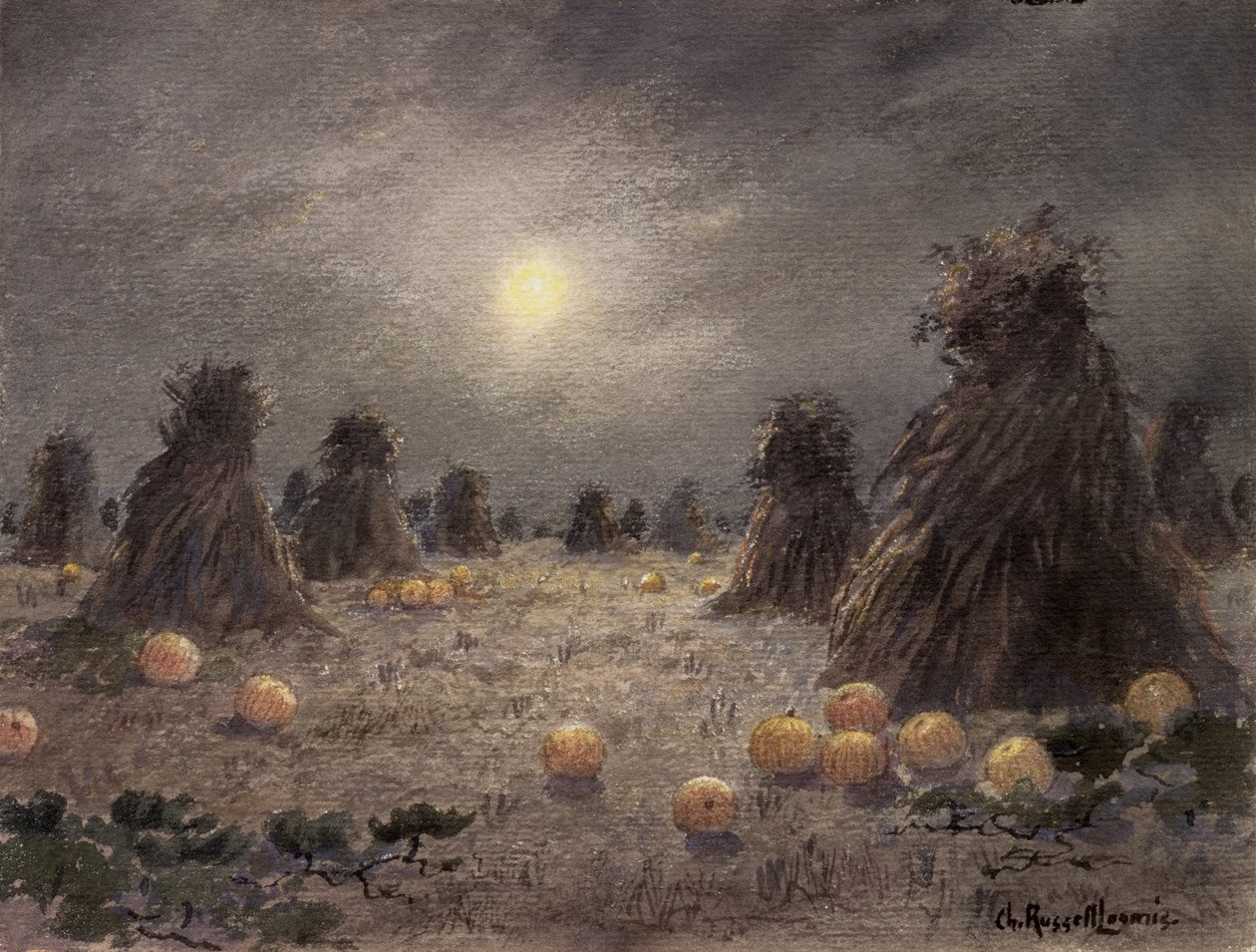 Autumn Harvest by Moonlight (wc paperilla) tekijältä Charles Russell Loomis