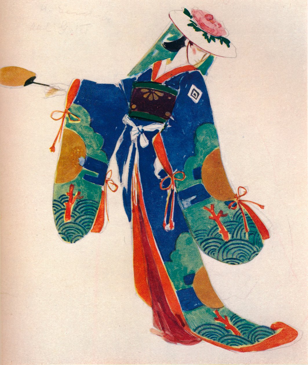 "Pususuunnittelu kuoron naiselle, Mikado", n. 1926 tekijältä Charles S Ricketts