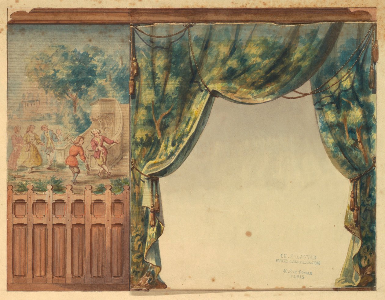 Suunnittelu Portion of Stairwaylle Château-sur-Merissä, Newportissa, Rhode Islandissa tekijältä Charles Salagnad, French