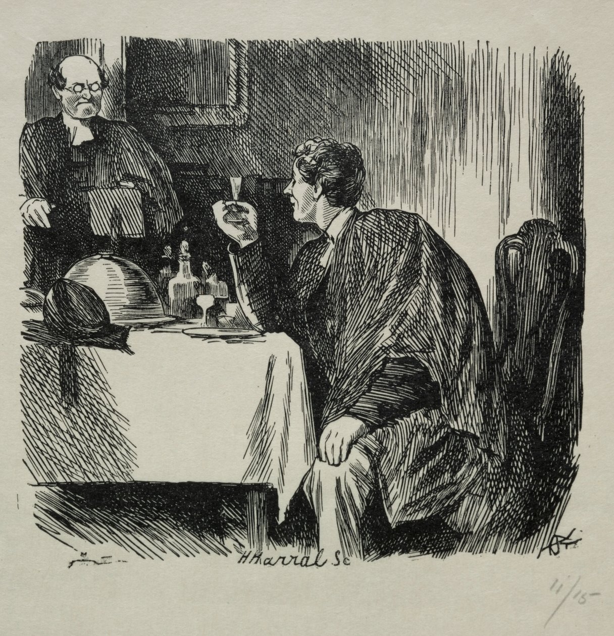 Tomkins Degree Supper ja kuinka se päättyi, 1868. tekijältä Charles Samuel Keene