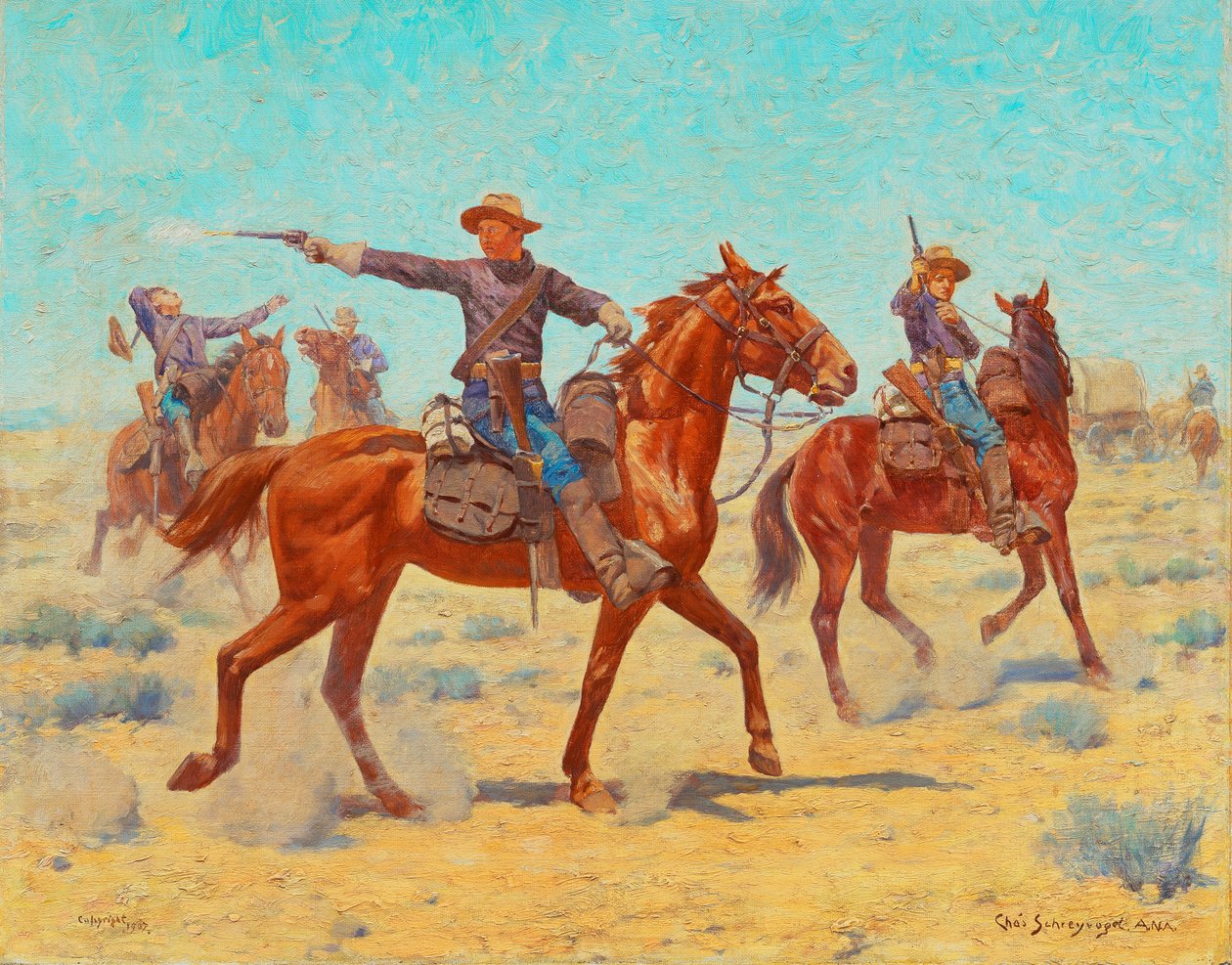 Takavartio, 1907 tekijältä Charles Schreyvogel
