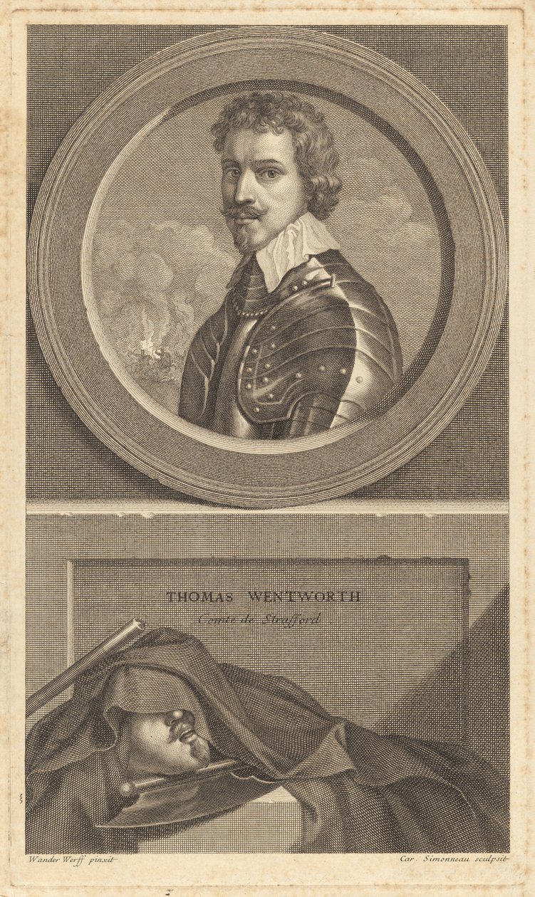 Thomas Wentworth, kreivi de Strafford tekijältä Charles Simonneau after Adriaen van der Werff after Sir Anthony van Dyck