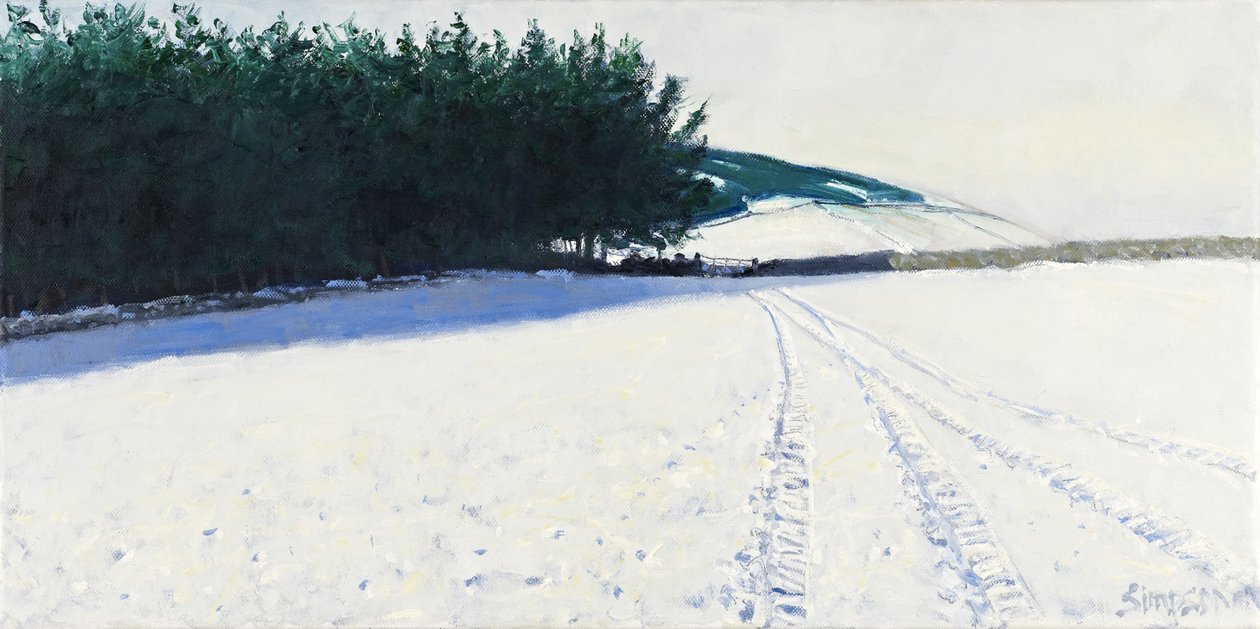 Tummat puut ja lumi, 2011 (öljy kankaalle) tekijältä Charles Simpson