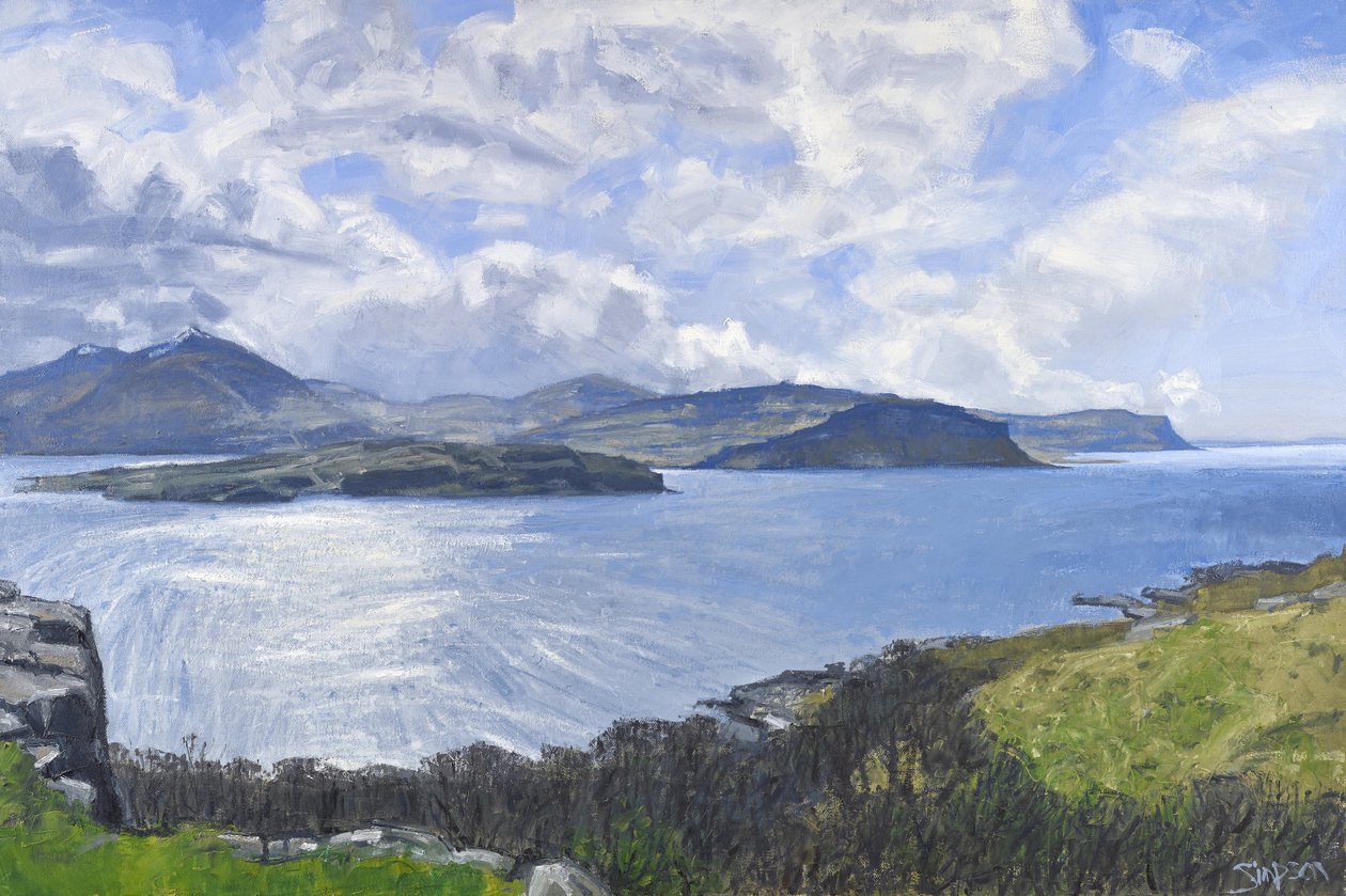 Eorsa, Loch na Keal, 2013 (öljy kankaalle) tekijältä Charles Simpson