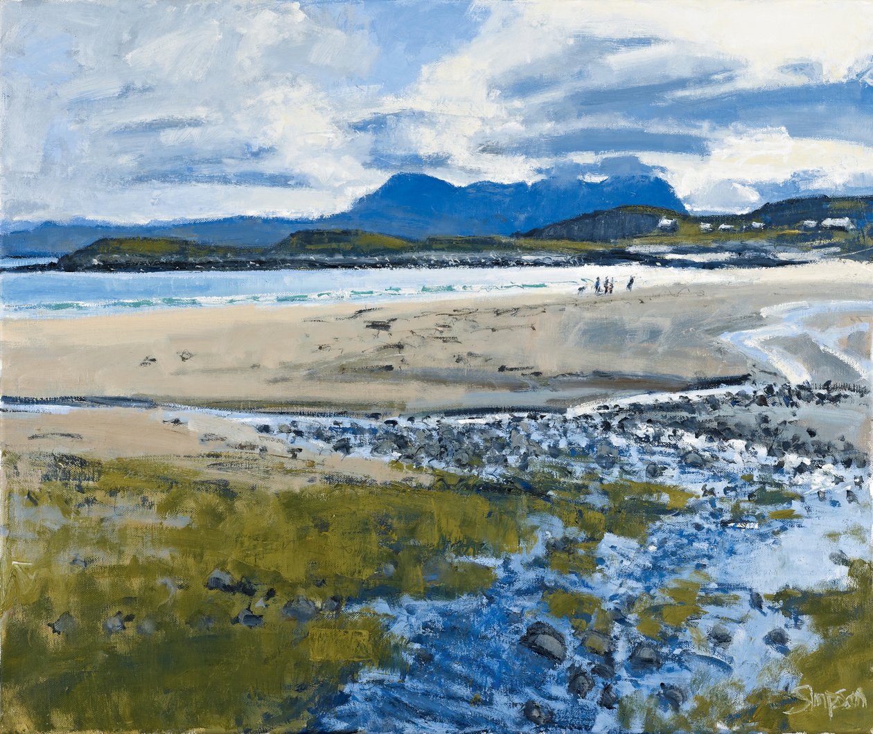 Neljä hahmoa ja koira, 2011 (öljy kankaalle) tekijältä Charles Simpson