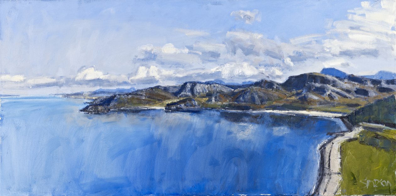 Meren heijastuksia, Gruinard, 2011 (öljy kankaalle) tekijältä Charles Simpson