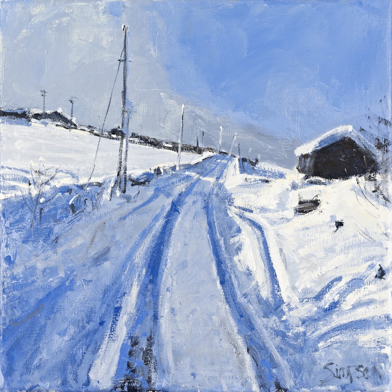 Lumipeitteinen tie, 2010 (öljy kankaalle) tekijältä Charles Simpson