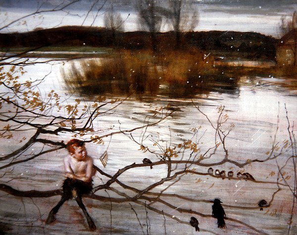 The Beautiful is Fled, n. 1900 (öljy paneelille) tekijältä Charles Sims