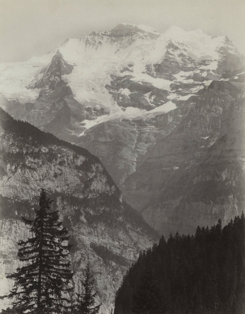 Jungfrau, Näkymä Mürrenistä, Sveitsi, n. 1860-luku. tekijältä Charles Soulier