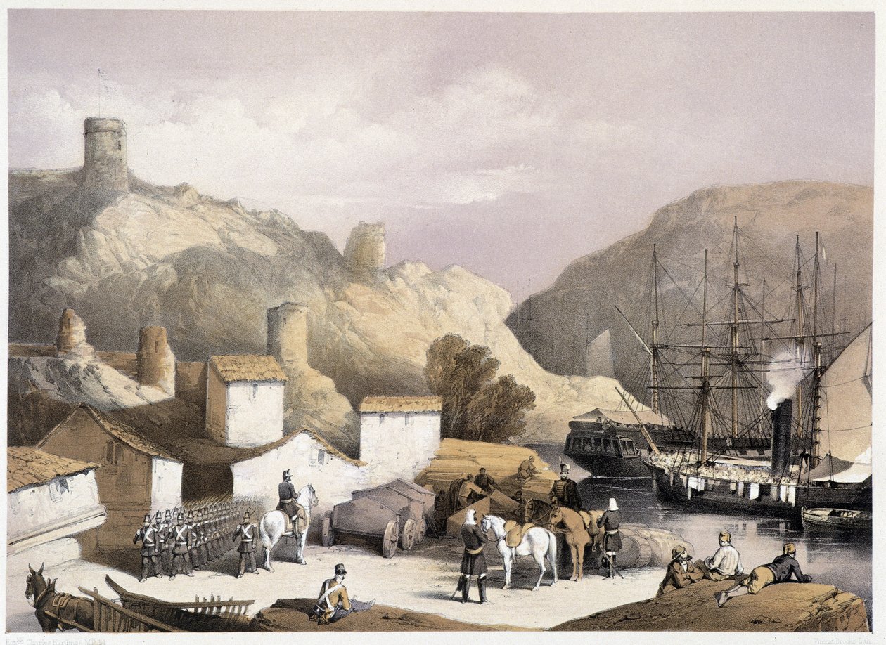 Balaclavan satama ”” Sebastopolissa””, kirjoittanut Ch. Hardinge. Litho, Vincent Brooks, d. Lontoo 1855 Henry Graves. tekijältä Charles Stewart Hardinge