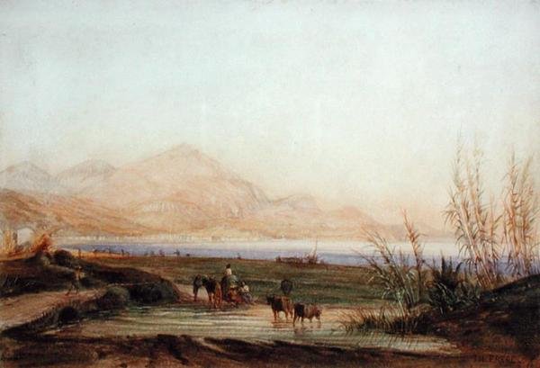 Baie des Anges, Nizza (akvarelli paperille) tekijältä Charles Theodore  Frere