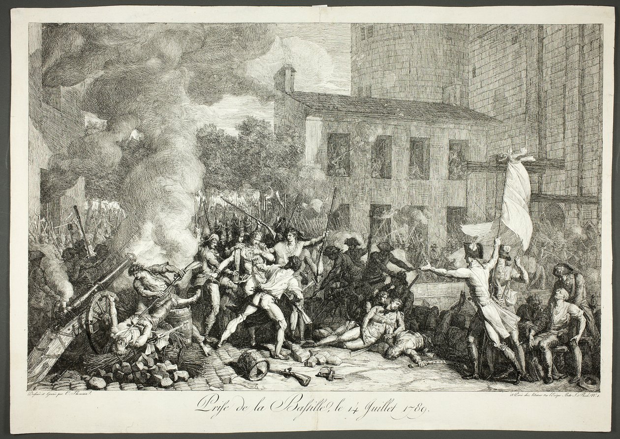 Bastillen vangitseminen, 14. heinäkuuta 1789 tekijältä Charles Thevenin