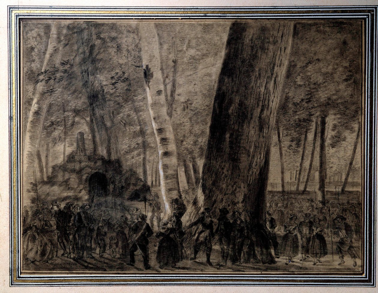 Ranskan vallankumous: "" Jean-Paul Maratin (1743-1793) ruumis haudataan Cordeliersin puutarhaan"" Charles Theveninin (1764-1838) piirustus 1793 Versailles, Musee Lambinet tekijältä Charles Thevenin