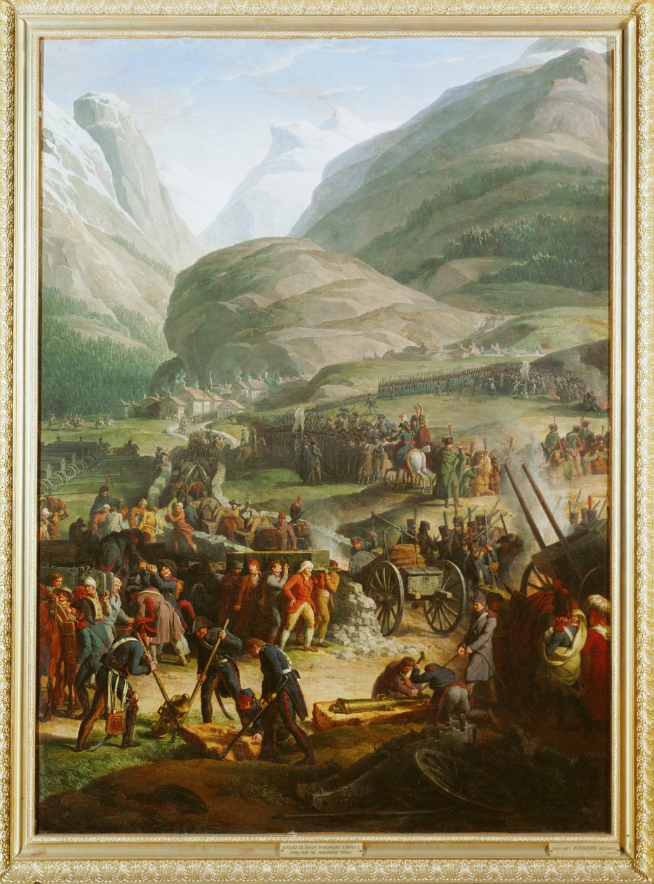 Ranskan armeija ylittää Saint Bernardin solan
lähellä St. Pierren kaupunkia ... tekijältä Charles Thevenin