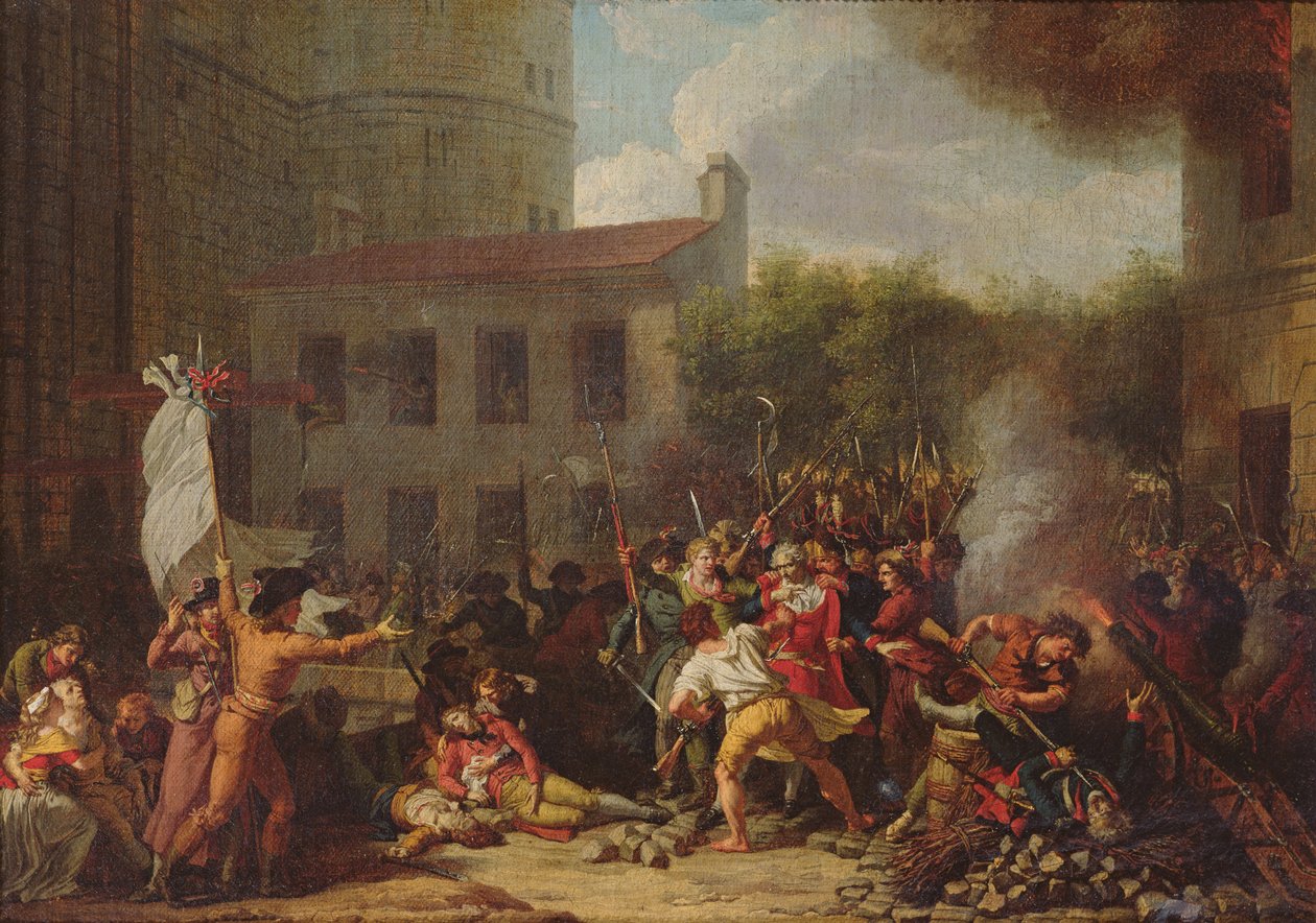 Bastillen myrsky ja Joseph Delaunayn (1752-94) pidätys 14. heinäkuuta 1789 tekijältä Charles Thevenin
