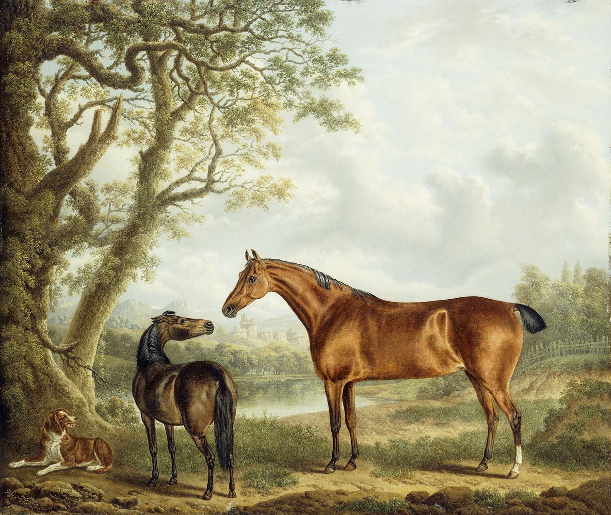 Metsästäjät ja spanieli laajassa maisemassa, 1827 tekijältä Charles Towne