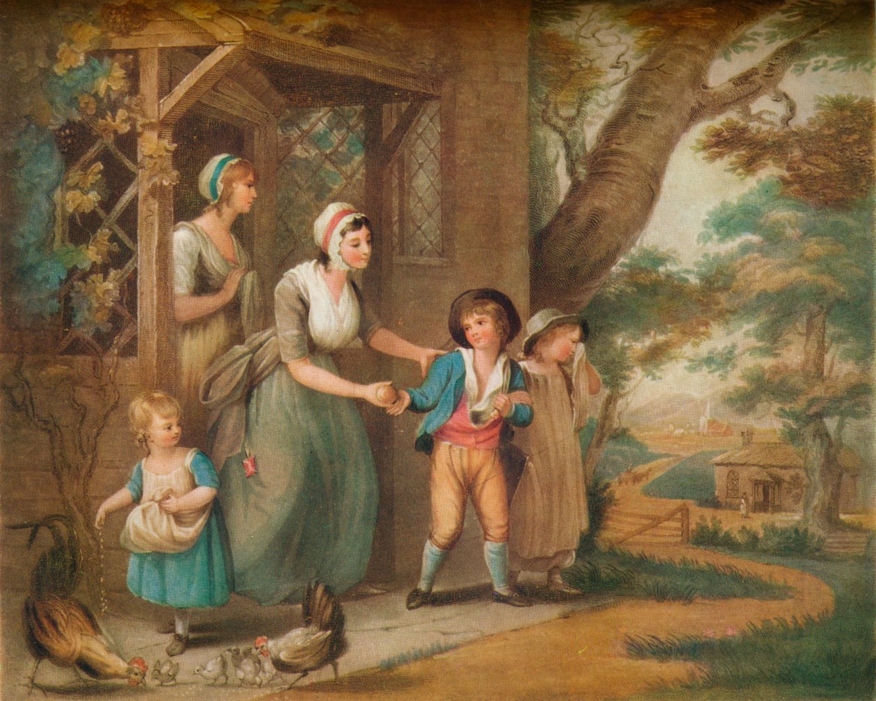 Kouluun meno, 1800-luku tekijältä Charles Turner