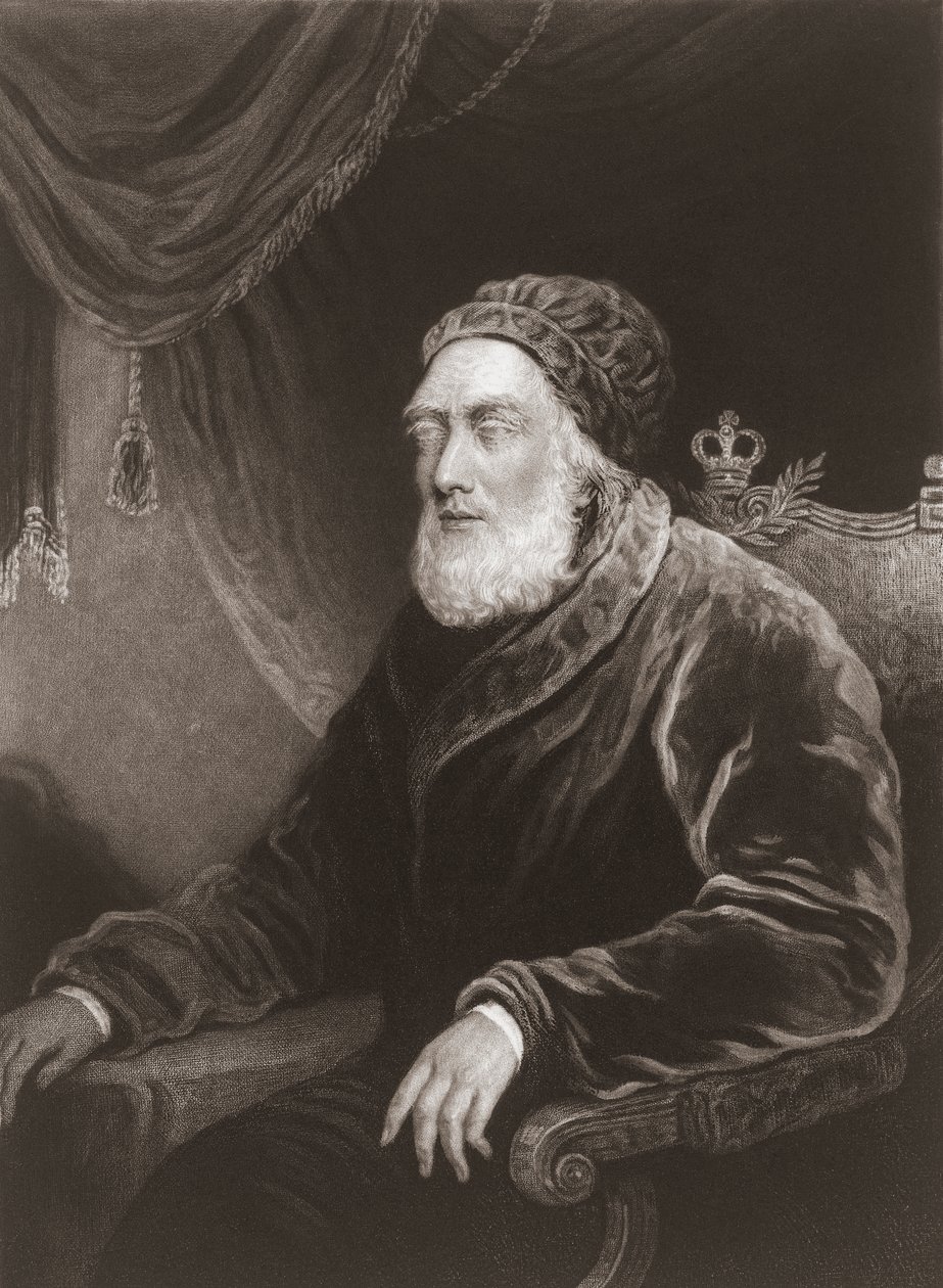 Kuningas Yrjö III vanhuudessa. Muotokuva. (Tulosta) tekijältä Charles Turner
