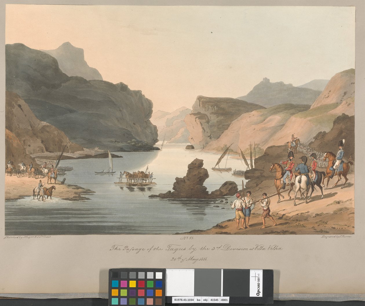 Nro 11: 3. divisioonan ylitys Tejo-joen yli Villa Velhassa, 20. toukokuuta 1811 tekijältä Charles Turner
