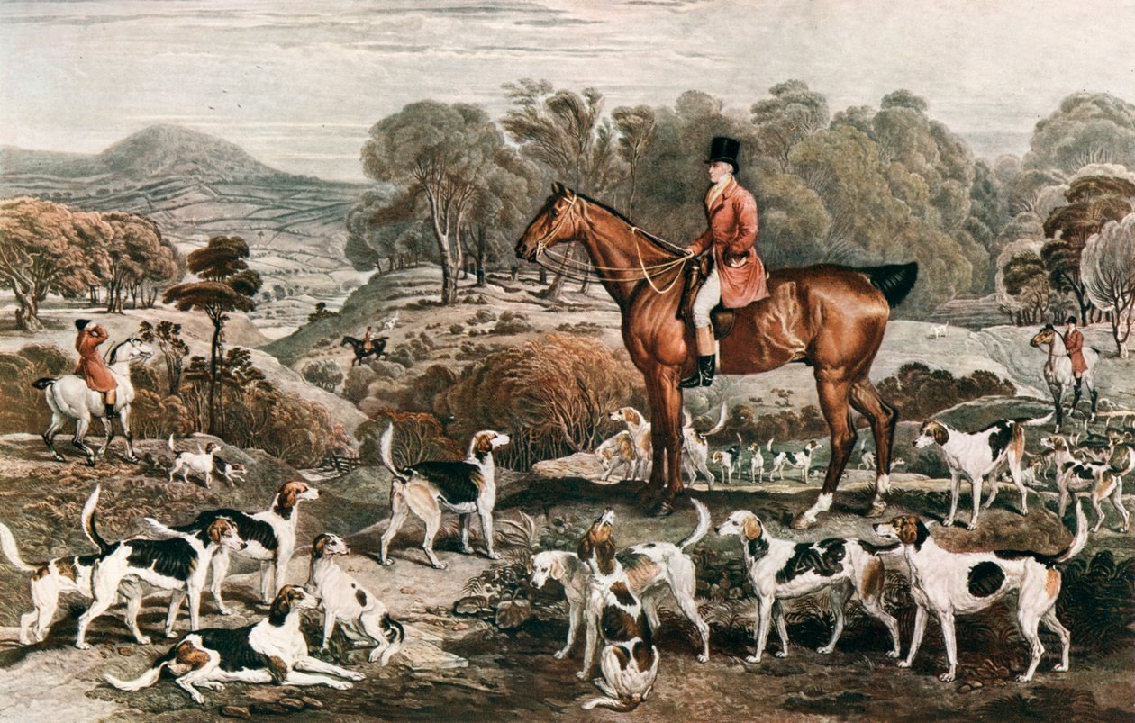 Ralph John Lambton ja hänen Horse Undertaker and Hounds, 1700-luvun loppu, 1912 tekijältä Charles Turner