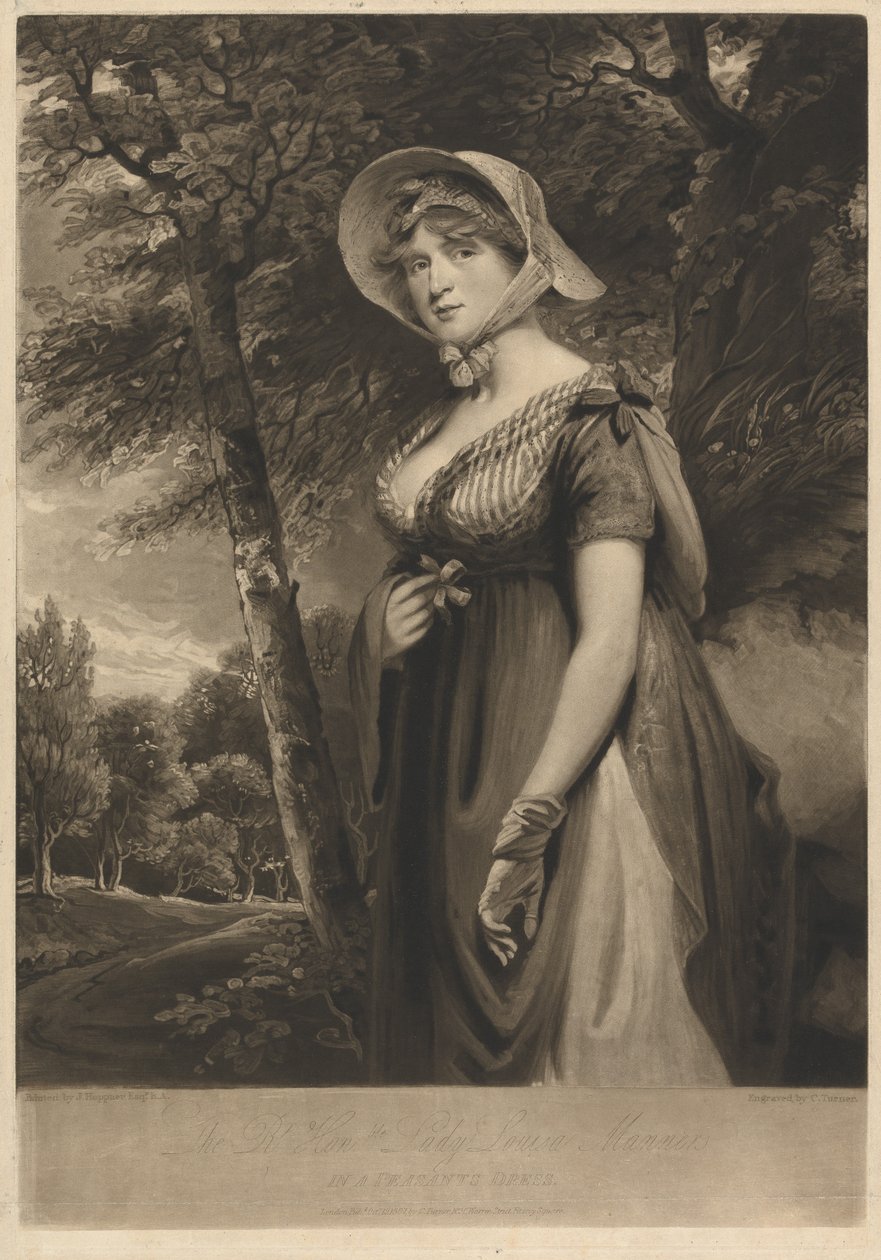 Arvoisa Lady Louisa Manners talonpoikaisasussa tekijältä Charles Turner