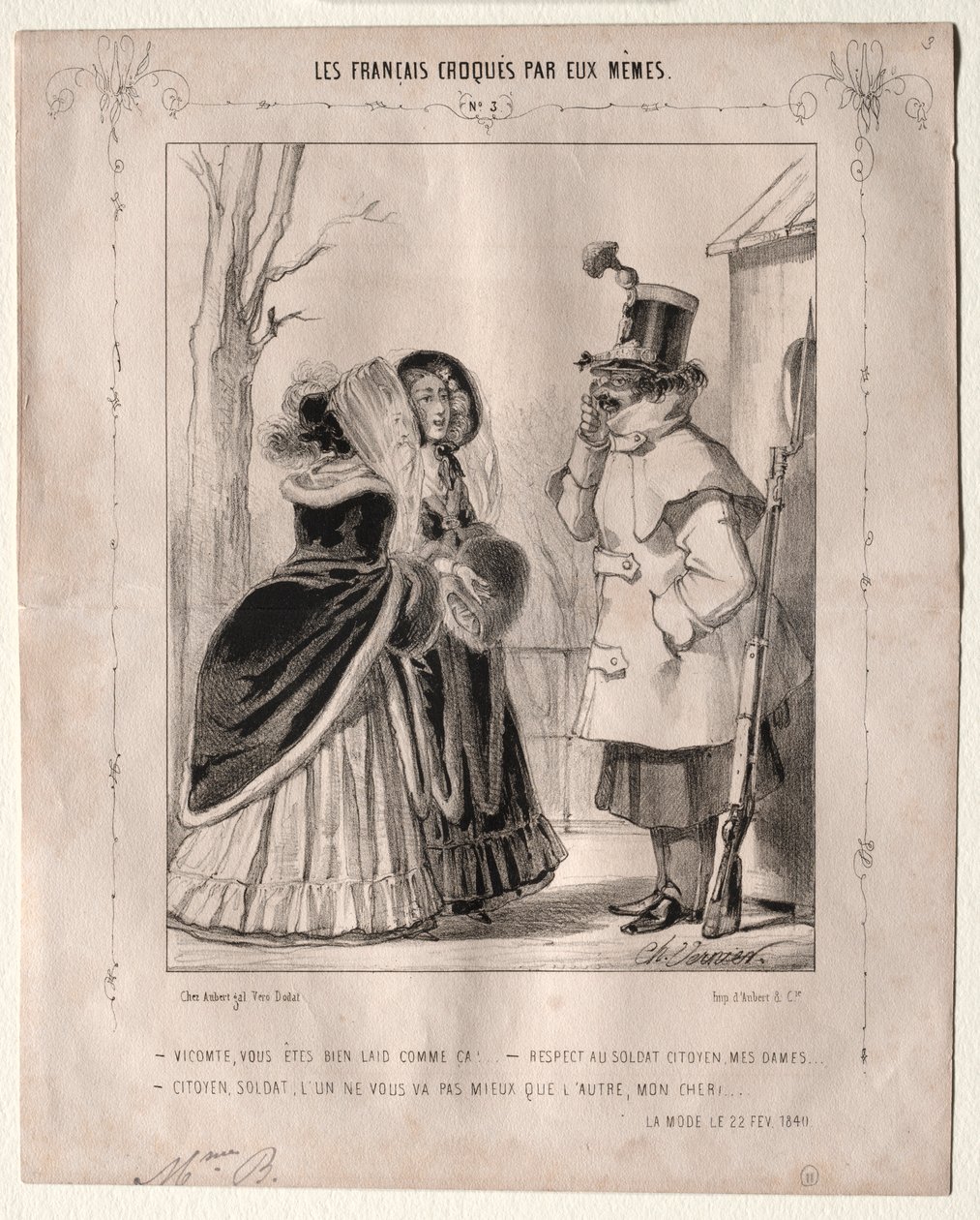 Ranskalaiset luonnostelevat itse: Varakreivi, sinä olet niin ruma!..., 1840. tekijältä Charles Vernier