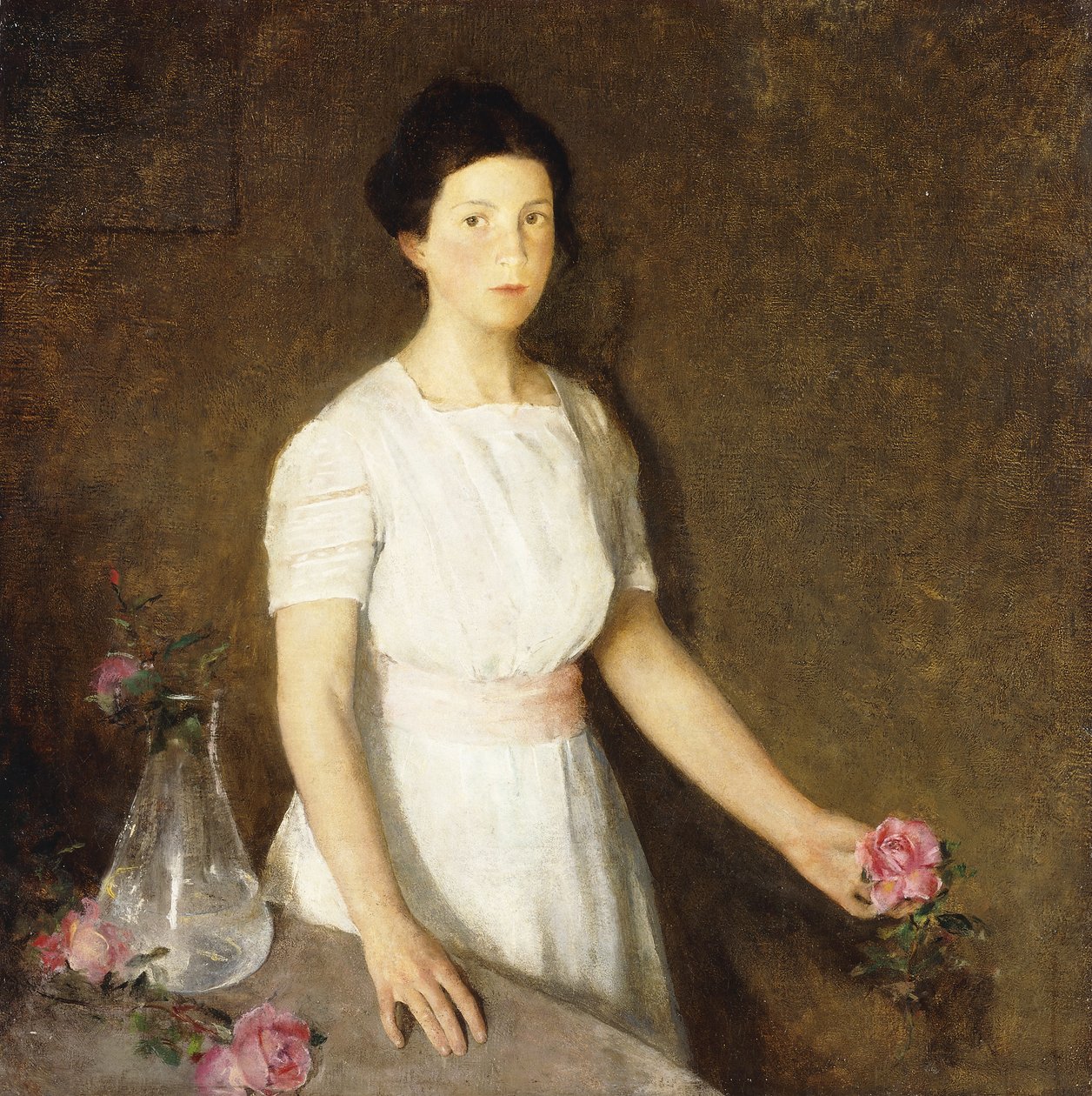 Tyttö punaisella ruusulla tekijältä Charles Webster Hawthorne
