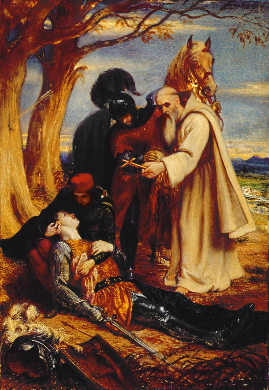 The Death of Laran tutkimus (öljy paneelille) tekijältä Charles West Cope