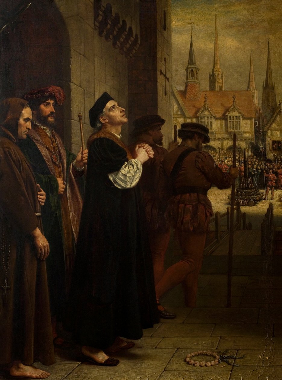 Laurence Saundersin marttyyrikuolema Coventryssa, oikeanpuoleinen triptyykin paneeli tekijältä Charles West Cope